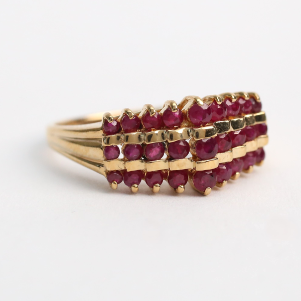 Inel cu Rubine din Aur Galben 14k