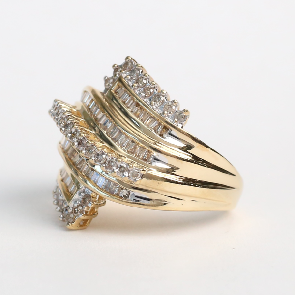 Inel Lat cu Diamante din Aur Galben 10k