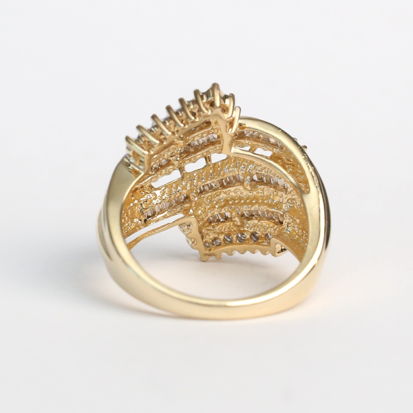 Inel Lat cu Diamante din Aur Galben 10k