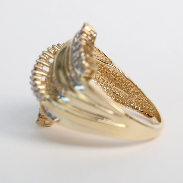 Inel Lat cu Diamante din Aur Galben 10k