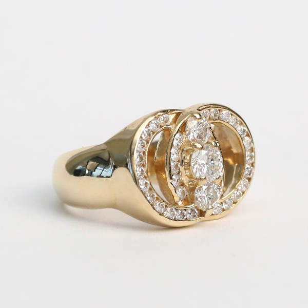 Inel cu Diamante din Aur Galben 14k