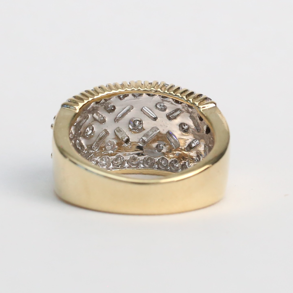 Inel Lat cu Diamante din Aur Galben 14k