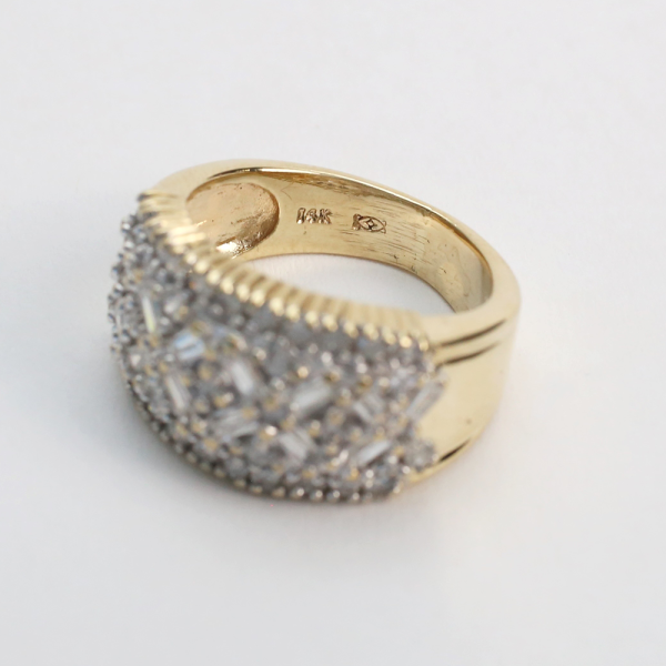 Inel Lat cu Diamante din Aur Galben 14k