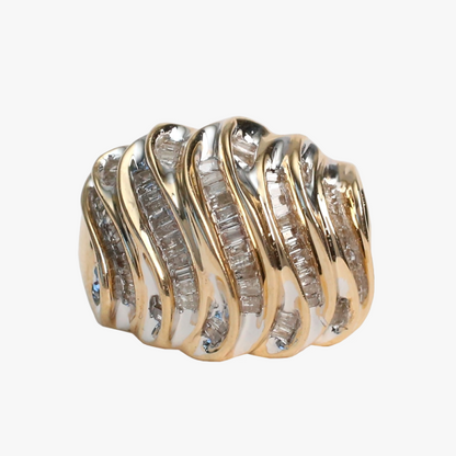 Inel Lat cu Diamante din Aur Galben 10k