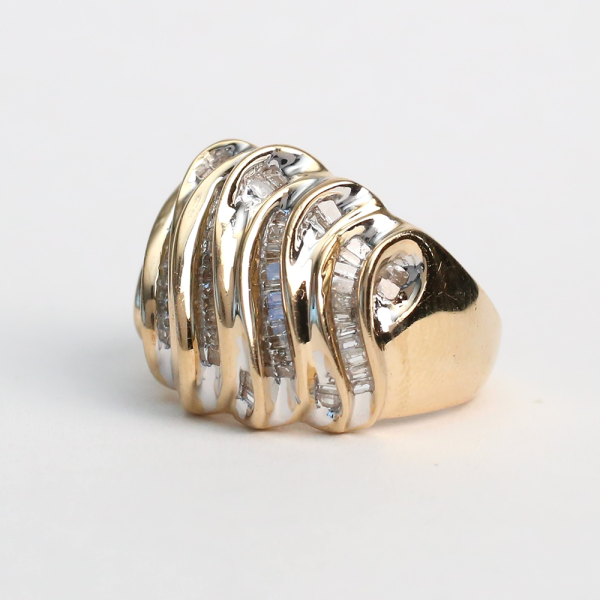 Inel Lat cu Diamante din Aur Galben 10k