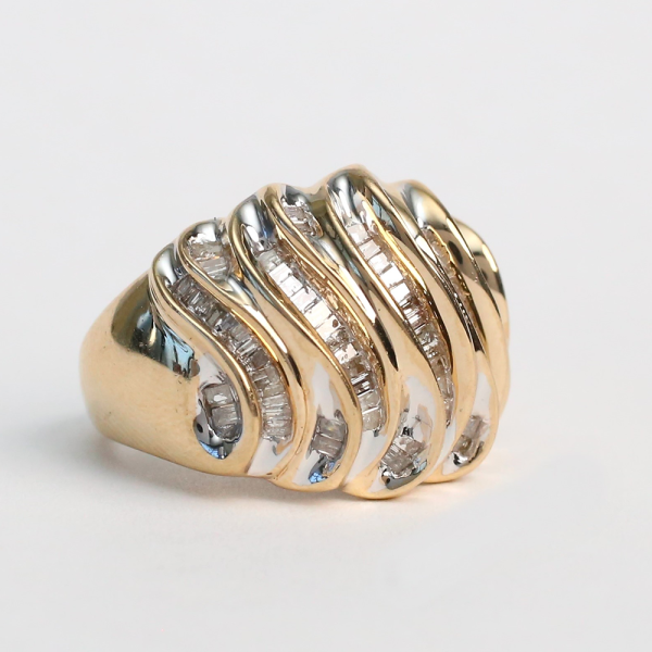 Inel Lat cu Diamante din Aur Galben 10k