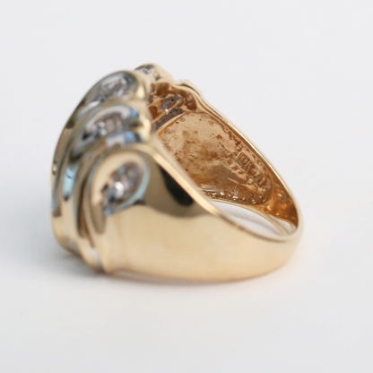 Inel Lat cu Diamante din Aur Galben 10k