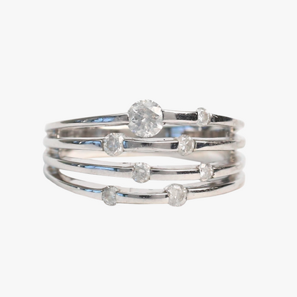 Inel cu Diamante din Aur Alb 10k