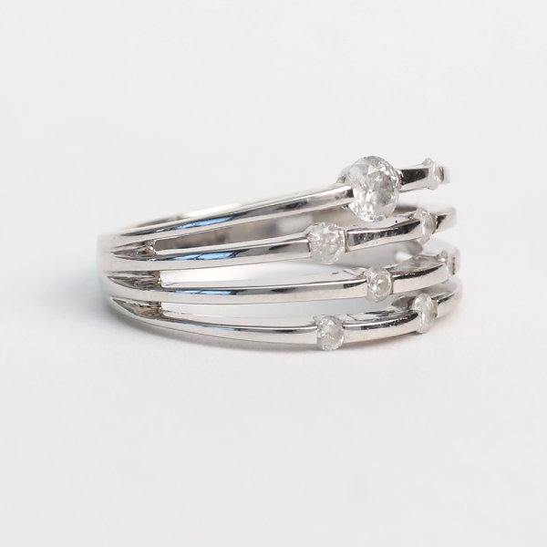 Inel cu Diamante din Aur Alb 10k