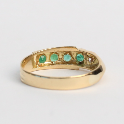 Inel cu Smarald Și Diamante din Aur Galben 18k