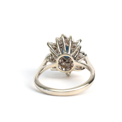 Inel Cocktail cu Safire Și Diamante din Aur Alb 18k