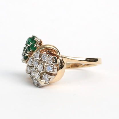Inel cu Smarald Și Diamante din Aur Galben 14k