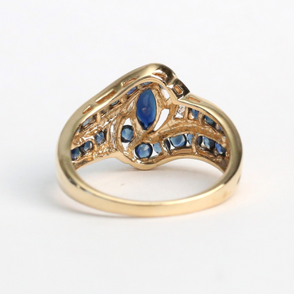 Inel cu Safire Și Diamante din Aur Galben 10k