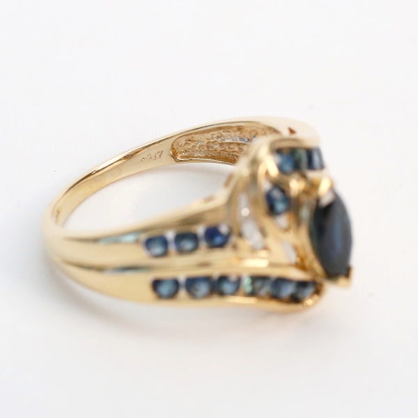 Inel cu Safire Și Diamante din Aur Galben 10k