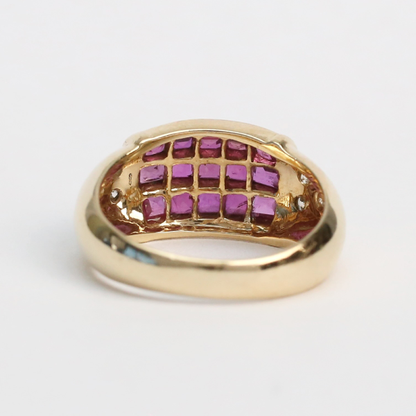 Inel cu Rubine Și Diamante din Aur Galben 14k