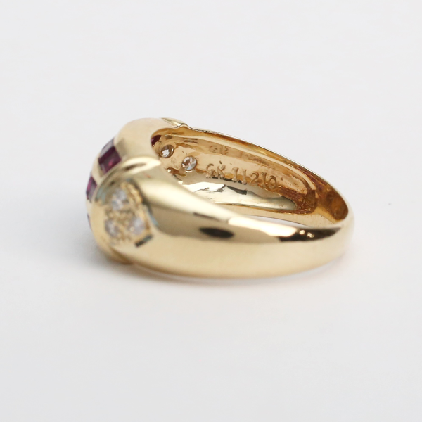Inel cu Rubine Și Diamante din Aur Galben 14k