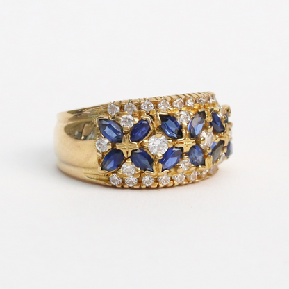 Inel cu Safire Și Diamante din Aur Galben 22k