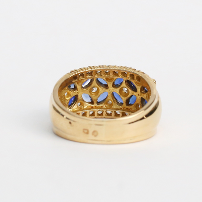 Inel cu Safire Și Diamante din Aur Galben 22k