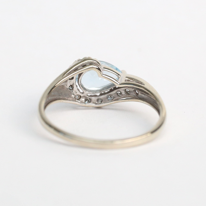 Inel cu Acvamarin Și Diamante din Aur Alb 14k