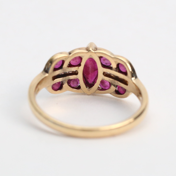 Inel cu Rubine Diamante din Aur Galben 14k