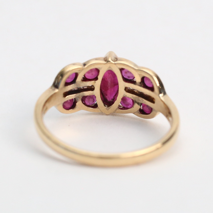 Inel cu Rubine Diamante din Aur Galben 14k