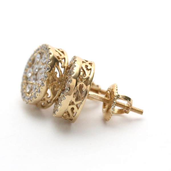 Cercei Cerc cu Diamante din Aur Galben 14k