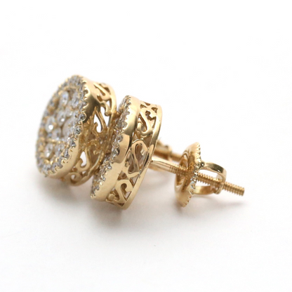 Cercei Cerc cu Diamante din Aur Galben 14k