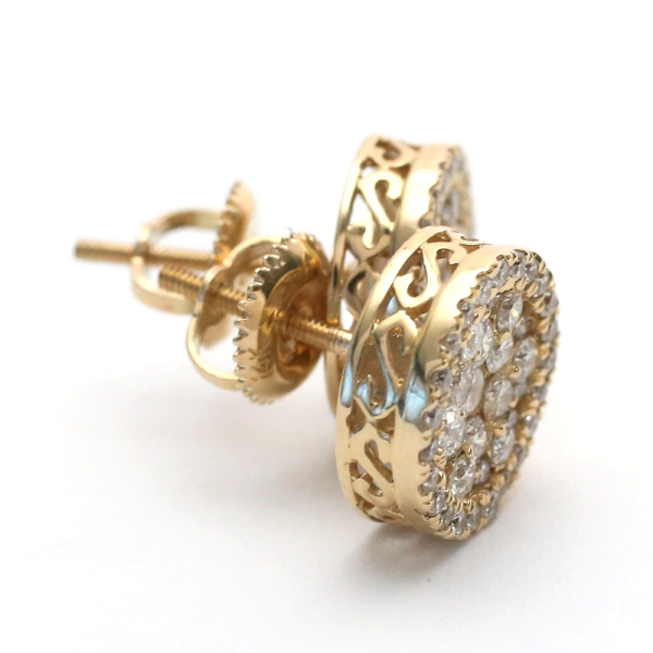 Cercei Cerc cu Diamante din Aur Galben 14k