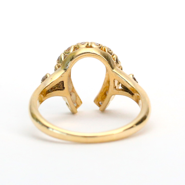 Inel cu Potcoavă cu Diamante din Aur Galben 14k