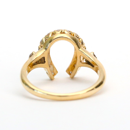 Inel cu Potcoavă cu Diamante din Aur Galben 14k