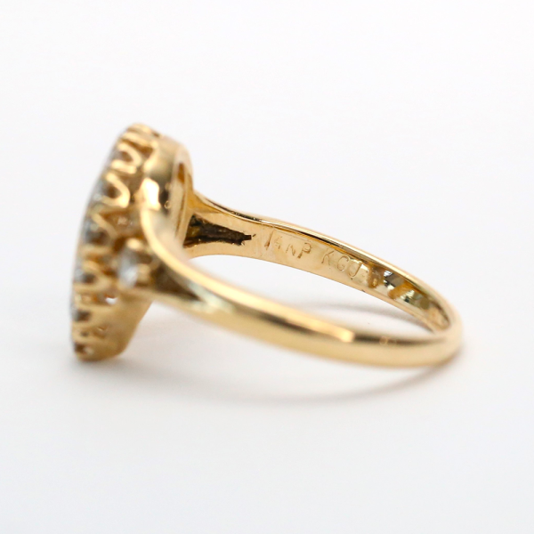 Inel cu Potcoavă cu Diamante din Aur Galben 14k