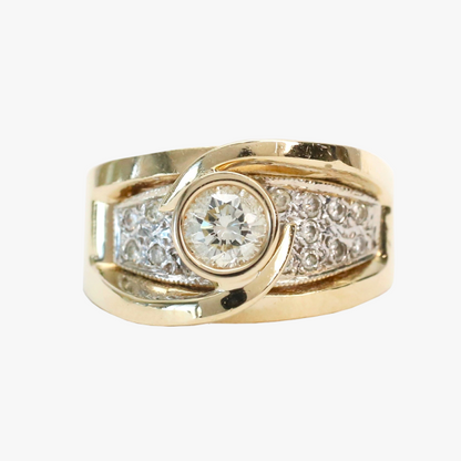 Inel cu Diamante Plutitor din Aur Galben 14k