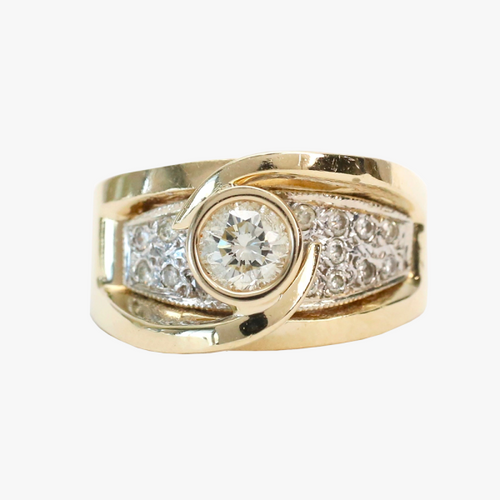 Inel cu Diamante Plutitor din Aur Galben 14k