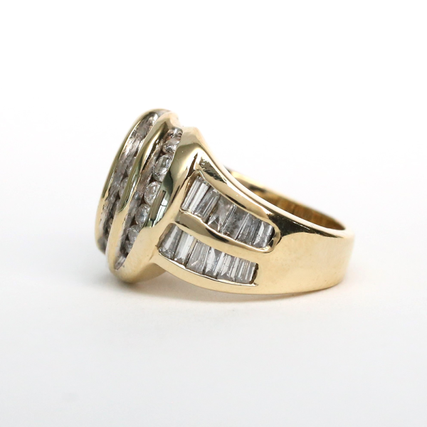 Inel Lat cu Diamante din Aur Galben 14k