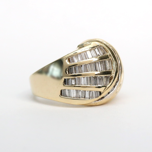 Inel Lat cu Diamante din Aur Galben 14k