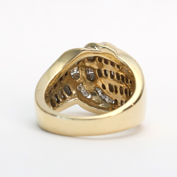 Inel Lat cu Diamante din Aur Galben 14k