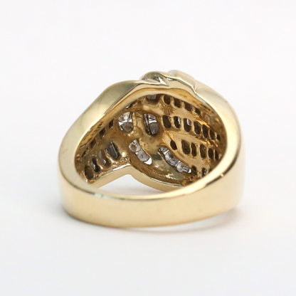 Inel Lat cu Diamante din Aur Galben 14k