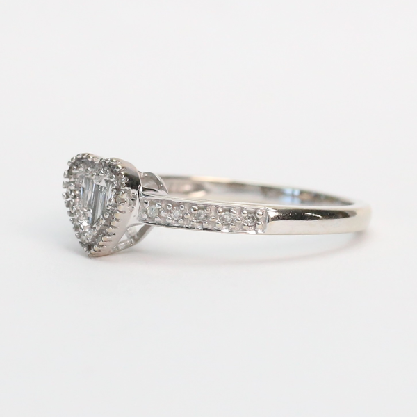 Inel Inimă cu Diamante din Aur Alb 14k