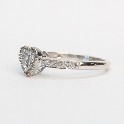 Inel Inimă cu Diamante din Aur Alb 14k