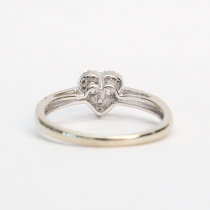 Inel Inimă cu Diamante din Aur Alb 14k