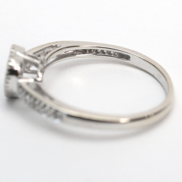 Inel Inimă cu Diamante din Aur Alb 14k