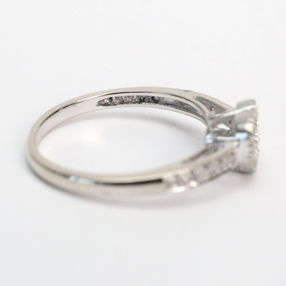 Inel Inimă cu Diamante din Aur Alb 14k