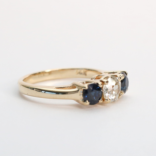 Inel cu Safire Și Diamante din Aur Galben 14k