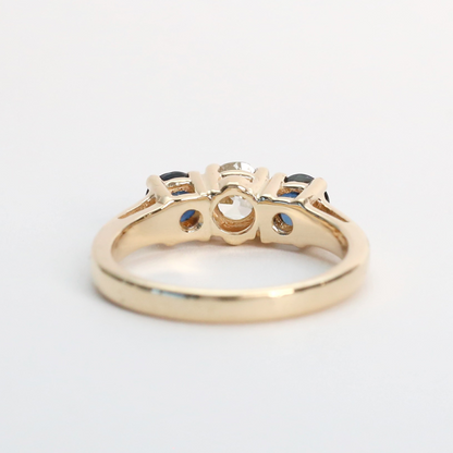 Inel cu Safire Și Diamante din Aur Galben 14k