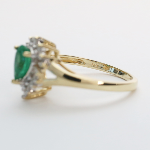 Inel cu Smarald Și Diamante din Aur Galben 14k