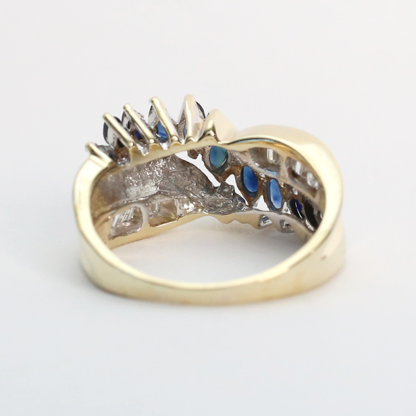 Inel cu Safire Și Diamante din Aur Galben 10k