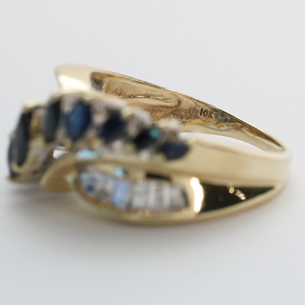 Inel cu Safire Și Diamante din Aur Galben 10k