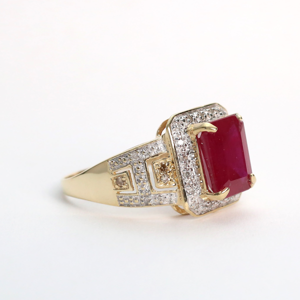Inel cu Rubine Și Diamante din Aur Galben 10k