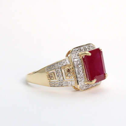 Inel cu Rubine Și Diamante din Aur Galben 10k