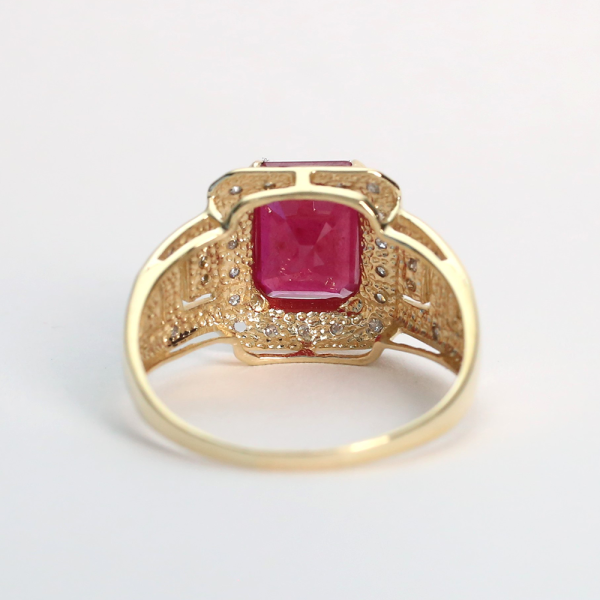 Inel cu Rubine Și Diamante din Aur Galben 10k